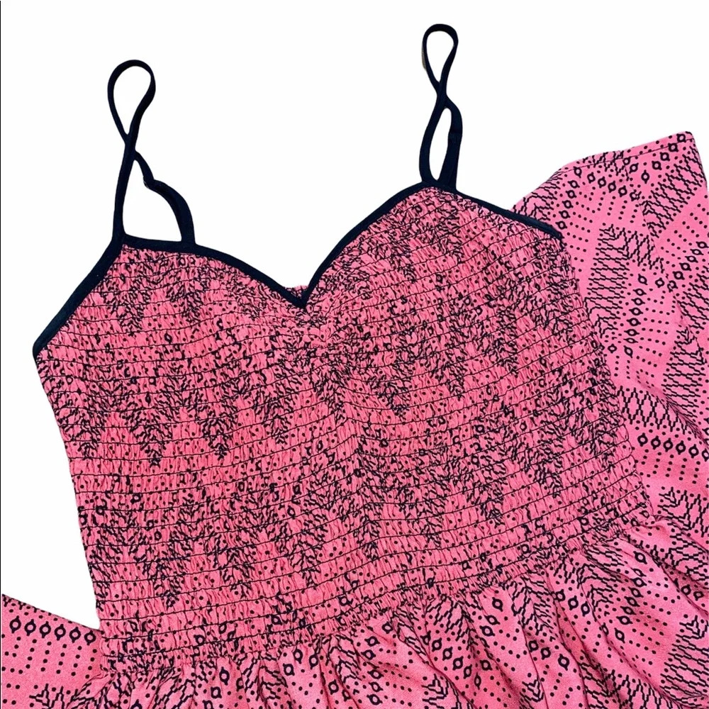 Mason + Mackenzie small (5) pink & black smocked summer dress